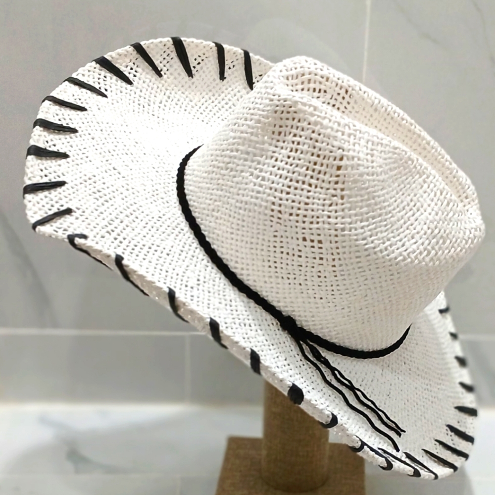 White and Black Women's Straw Hat